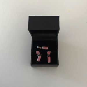 Solid 950 Platinum earrings and charm